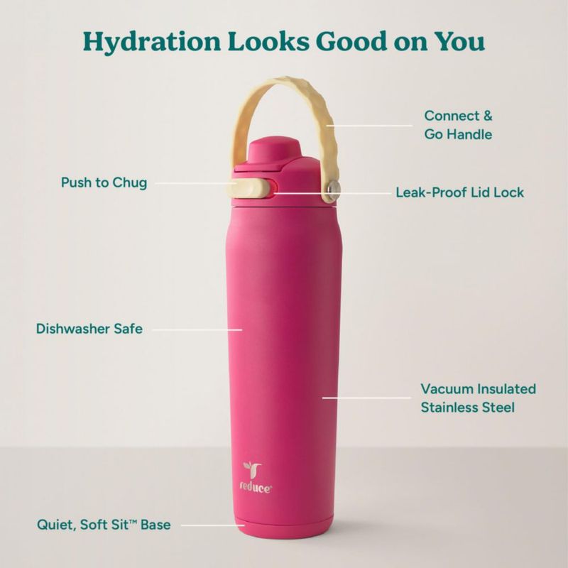 Botella REDUCE 740 ml Dragonfruit a prueba de fugas con boquilla de trago rápido