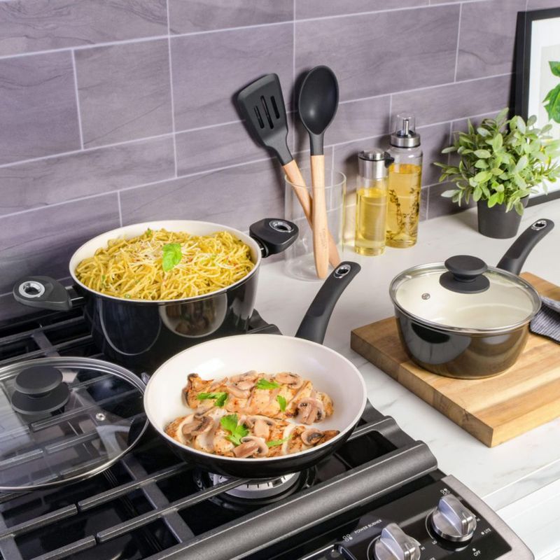 Juego de cocina Gibson Home 7 piezas negro cerámico