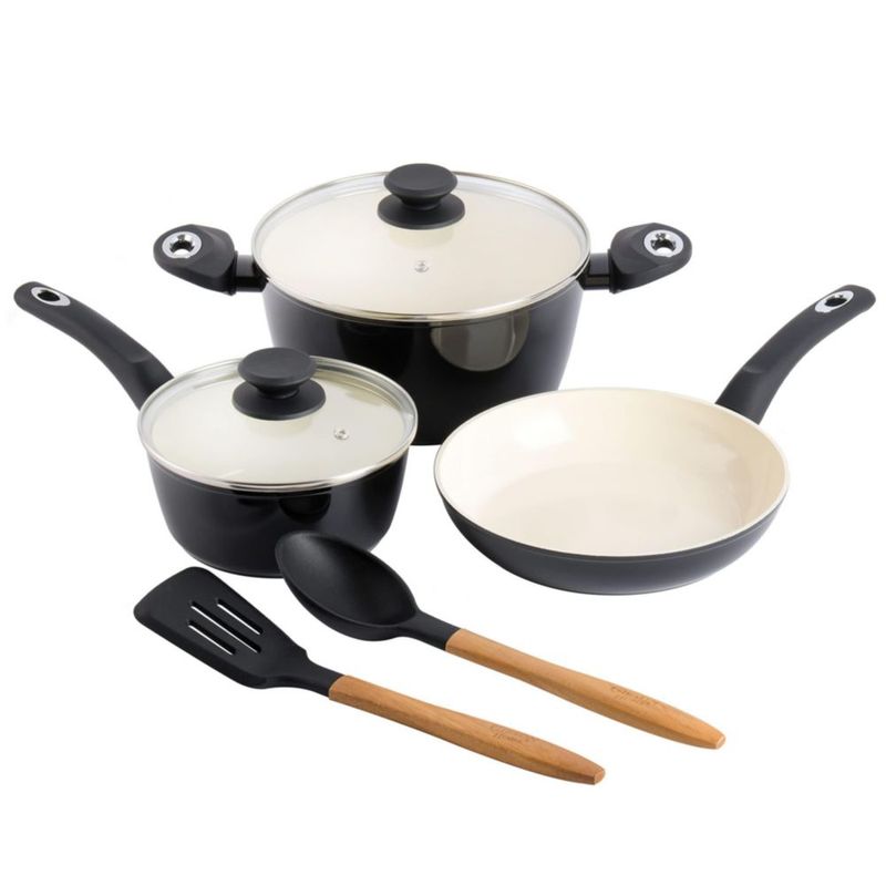 Juego de cocina Gibson Home 7 piezas negro cerámico