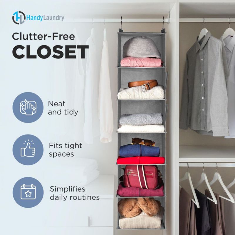 Organizador de armario colgante Handy Laundry de 6 estantes gris