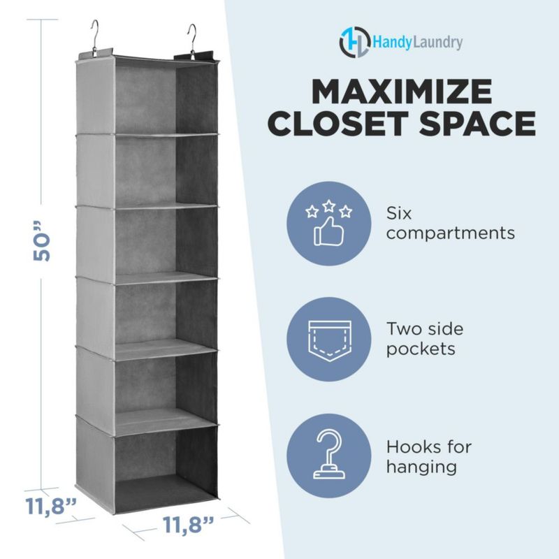 Organizador de armario colgante Handy Laundry de 6 estantes gris