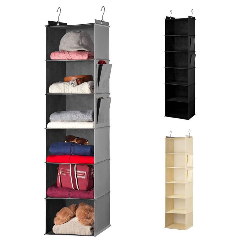 Organizador de armario colgante Handy Laundry de 6 estantes gris