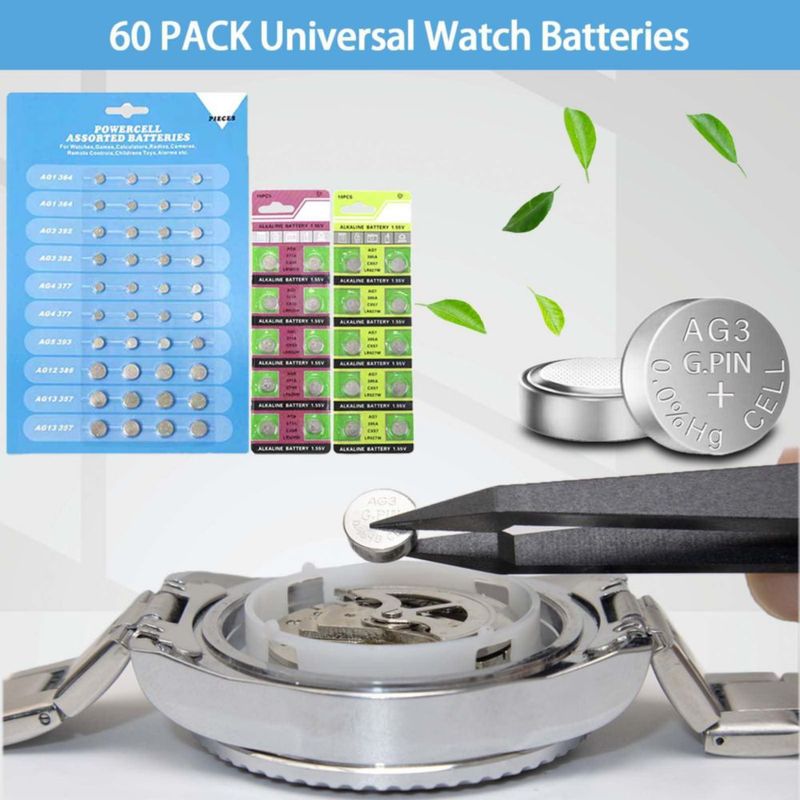 Kit de reparación de relojes GLDCAPA 26 piezas + 60 baterías
