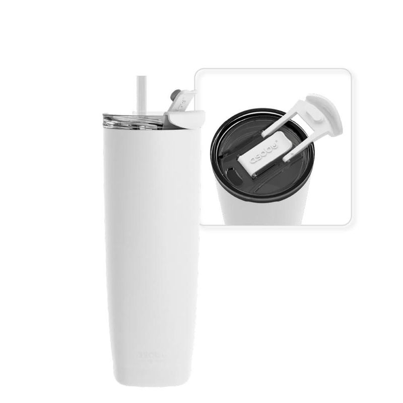 Botella de agua asobu 568 ml blanca con pajilla y tapa
