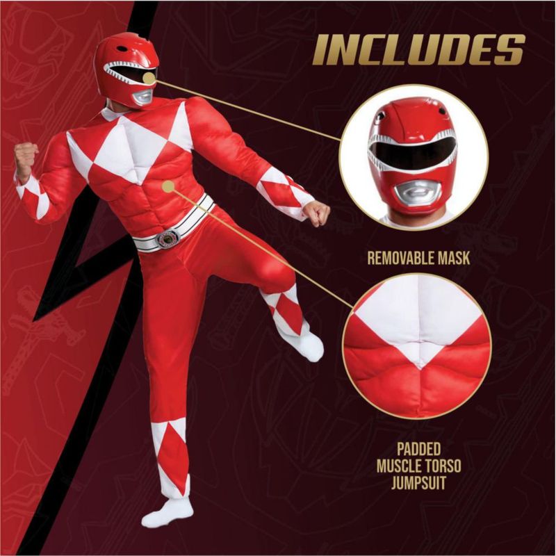 Disfraz Disguise Red Ranger Musculoso para Adultos L/XL