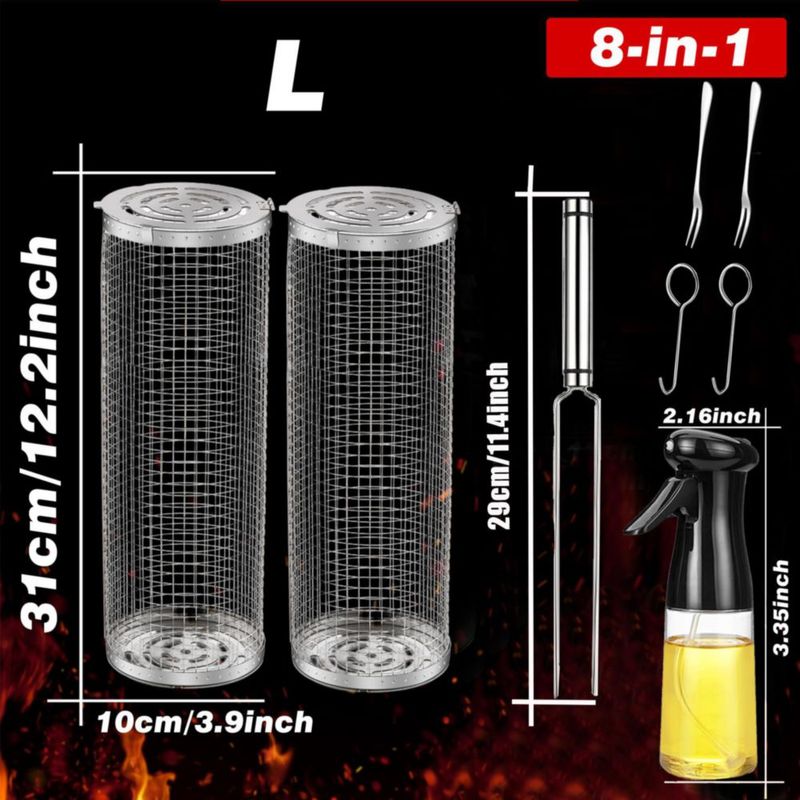 Cesta giratoria para barbacoa Aucma de acero inoxidable