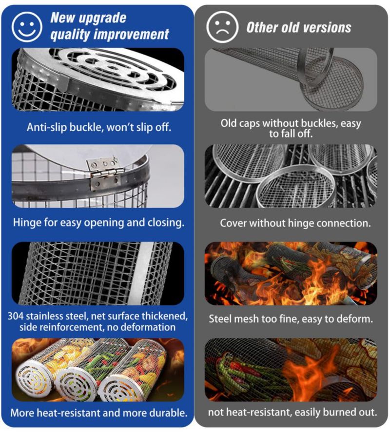 Cesta giratoria para barbacoa Aucma de acero inoxidable