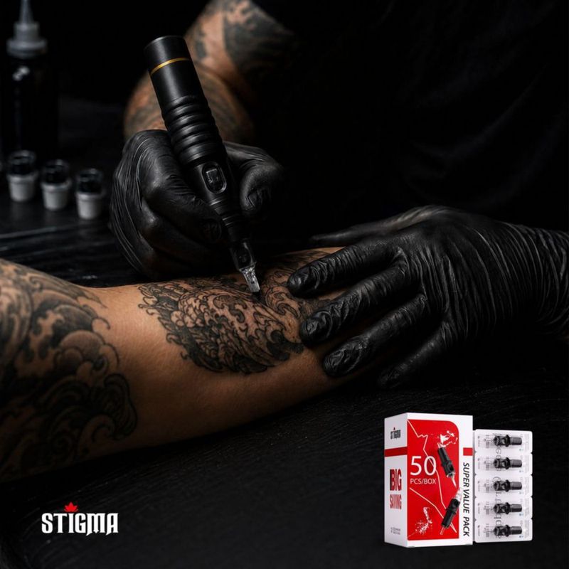 Cartuchos de Agujas de Tatuaje STIGMA #12 (11RS) 50 piezas con membrana