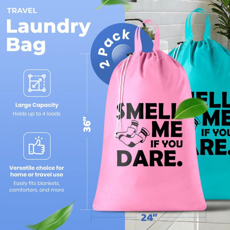 Bolsa de lavandería Handy Laundry 61x91 cm paquete de 2 rosa‑turquesa