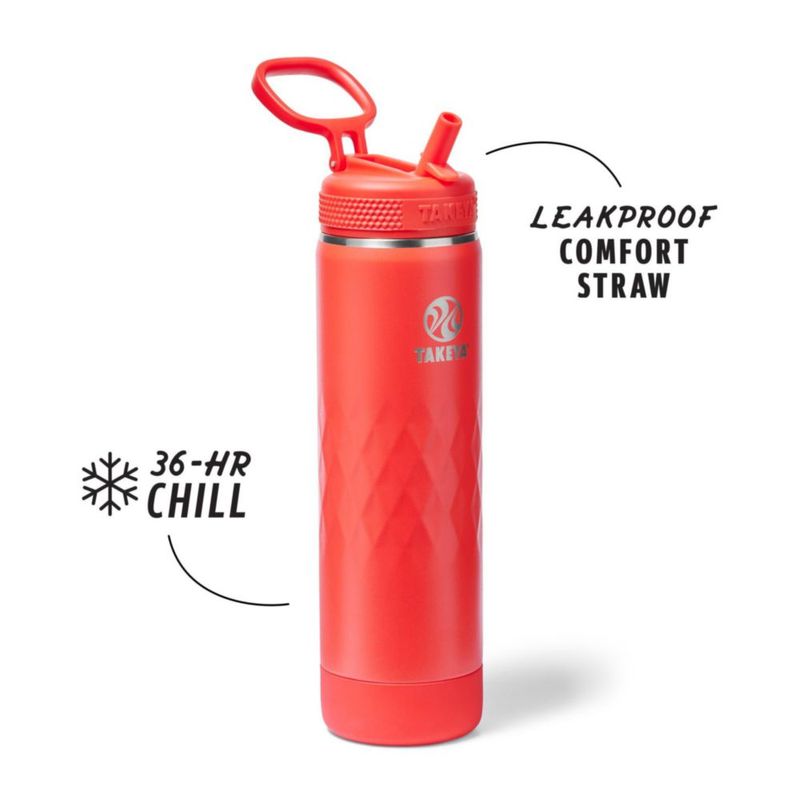 Botella de Agua Aislada Takeya Sport con Tapa de Sorbete (22 oz Carmesí) - Triple Pared A prueba de fugas Botella de Acero Inoxidable para Gimnasio y