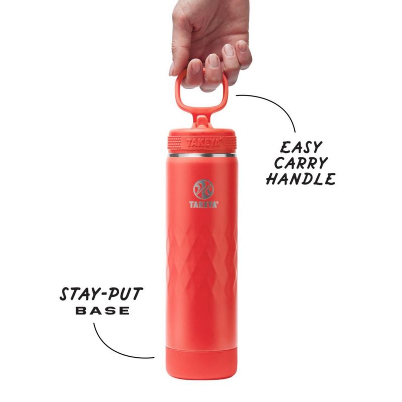 Botella de Agua Aislada Takeya Sport con Tapa de Sorbete (22 oz Carmesí) - Triple Pared A prueba de fugas Botella de Acero Inoxidable para Gimnasio y
