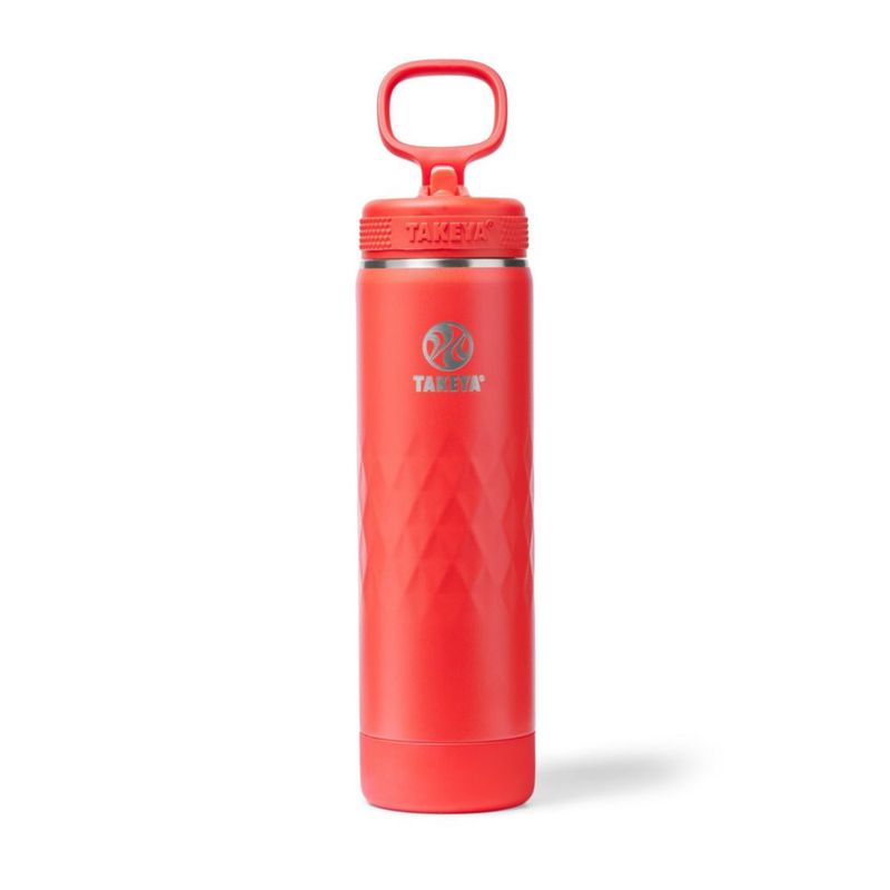 Botella de Agua Aislada Takeya Sport con Tapa de Sorbete (22 oz Carmesí) - Triple Pared A prueba de fugas Botella de Acero Inoxidable para Gimnasio y