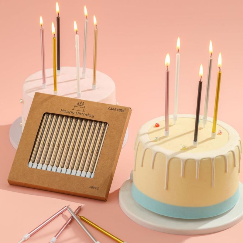 Velas CAKE CODE 36 unidades 14 cm Dorado metálico