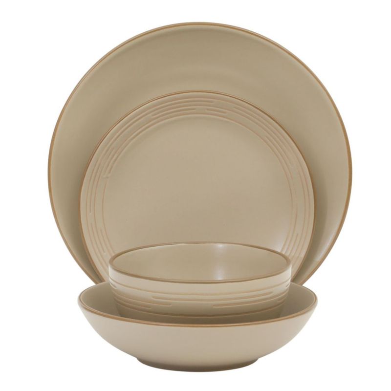 Juego de Vajilla de Gres Gibson Home 16 piezas – Color Beige