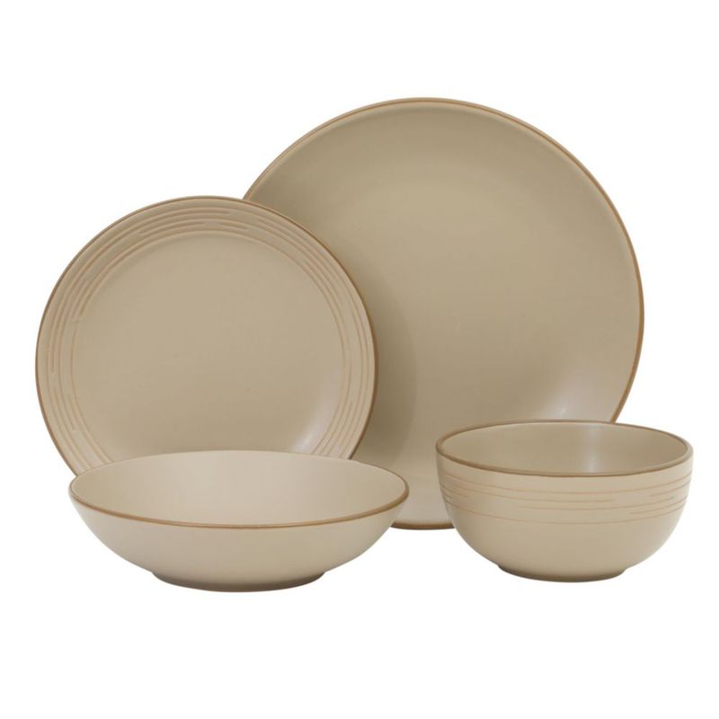 Juego de Vajilla de Gres Gibson Home 16 piezas – Color Beige