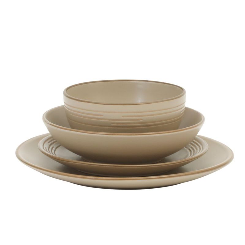 Juego de Vajilla de Gres Gibson Home 16 piezas – Color Beige