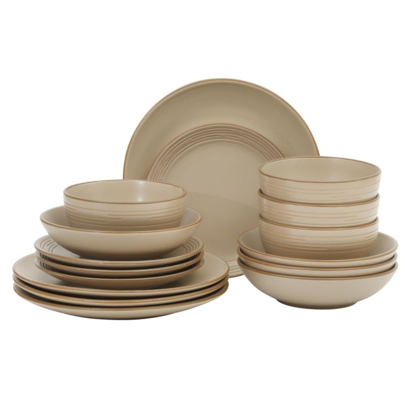 Juego de Vajilla de Gres Gibson Home 16 piezas – Color Beige