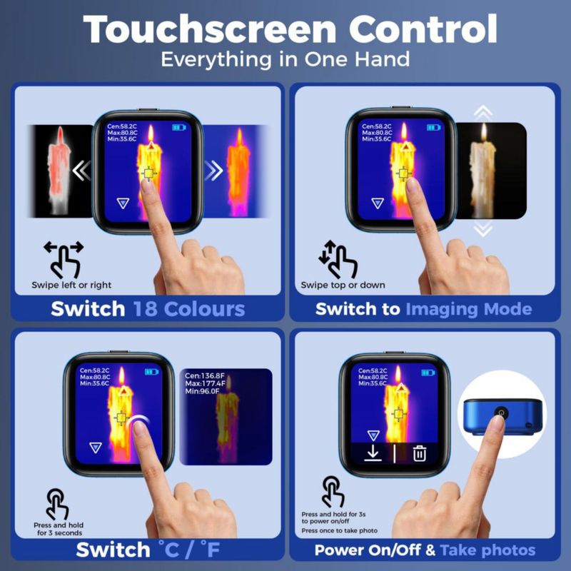 Cámara Térmica ANXTECH Mini de Doble Lente con Pantalla Táctil