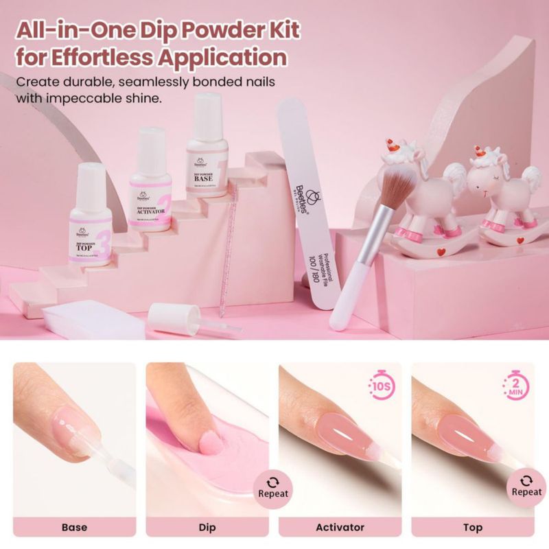 Kit de Polvo Dip para Uñas Beetles Gel Polish – 6 colores