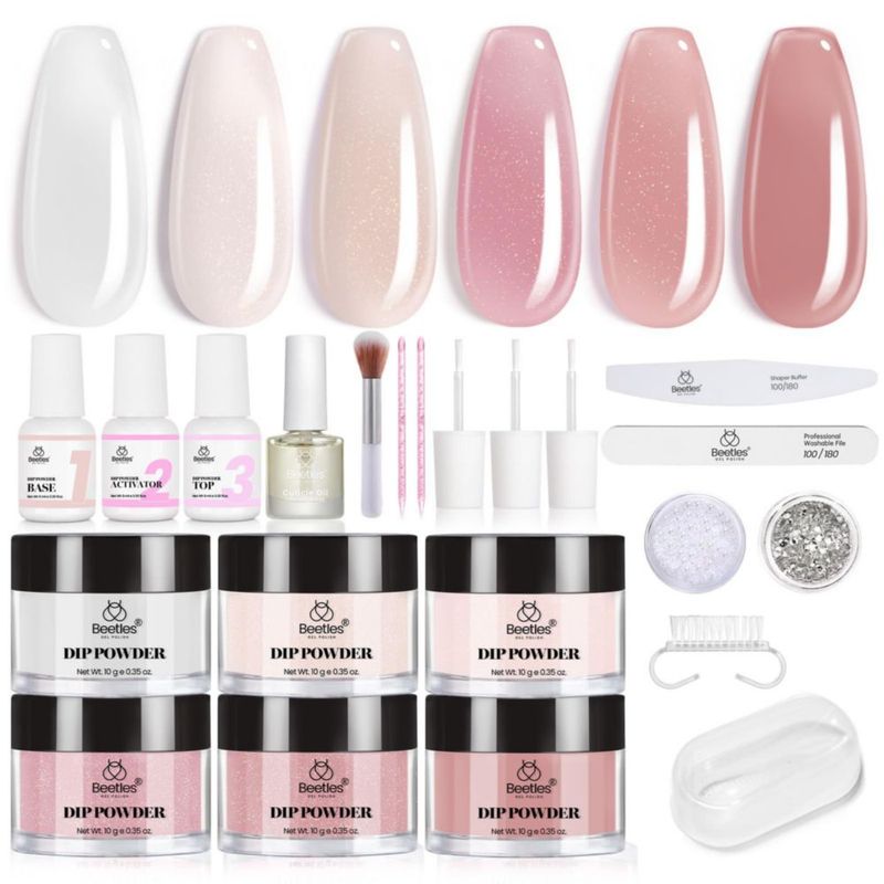 Kit de Polvo Dip para Uñas Beetles Gel Polish – 6 colores