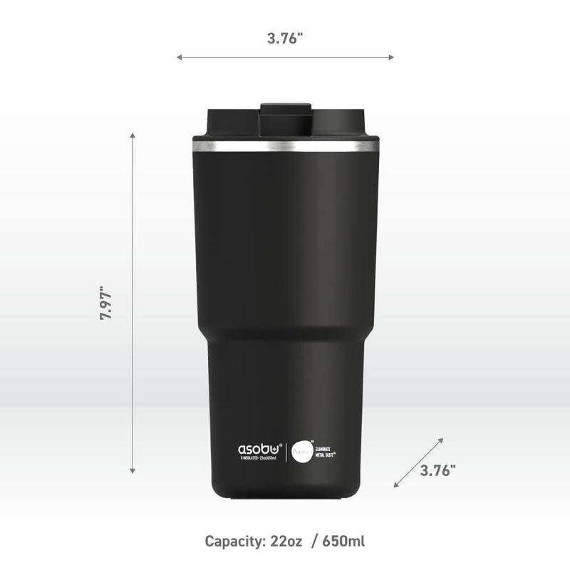 Taza de viaje asobu 620 ml con revestimiento cerámico e aislamiento