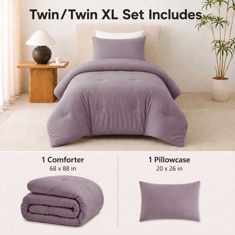 Juego de Edredón CozyLux Twin Púrpura Polvoriento – 2 Piezas