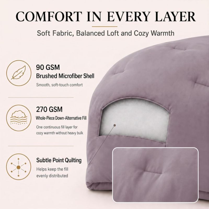 Juego de Edredón CozyLux Twin Púrpura Polvoriento – 2 Piezas