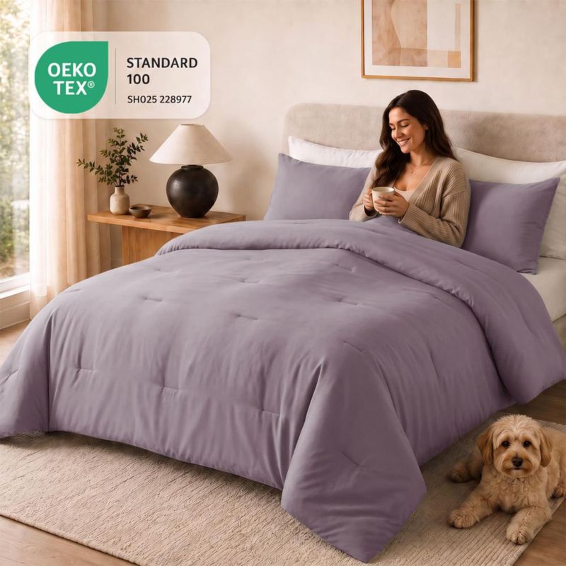 Juego de Edredón CozyLux Twin Púrpura Polvoriento – 2 Piezas