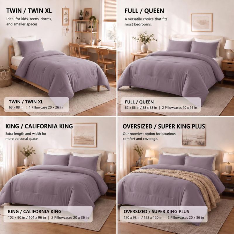 Juego de Edredón CozyLux Twin Púrpura Polvoriento – 2 Piezas