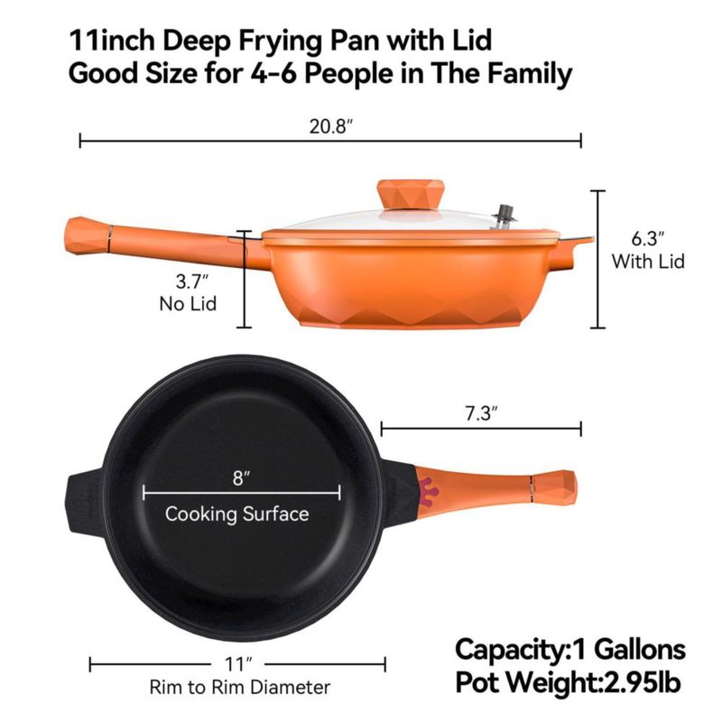 Sartén antiadherente de titanio TIBORANG 28 cm con tapa – 8 en 1
