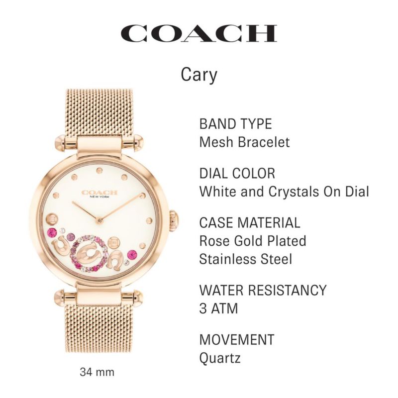 Reloj Coach Cary para Mujer 14504004 Resistente al Agua