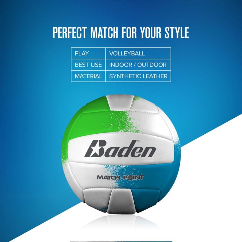Balón de Voleibol Baden Match Point Tamaño 5 Verde Neón/Azul