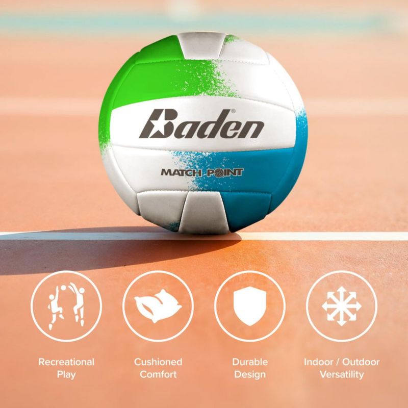 Balón de Voleibol Baden Match Point Tamaño 5 Verde Neón/Azul