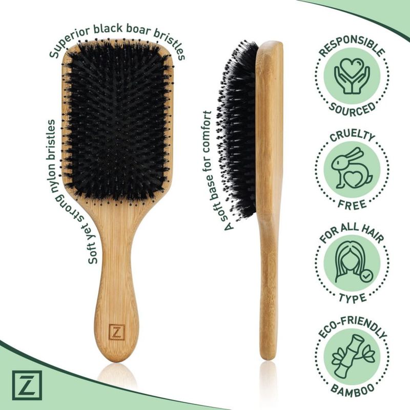 Cepillo Paddle de Cerdas de Jabalí y Mango de Bambú Zollo