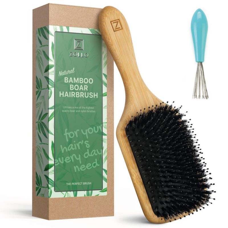 Cepillo Paddle de Cerdas de Jabalí y Mango de Bambú Zollo