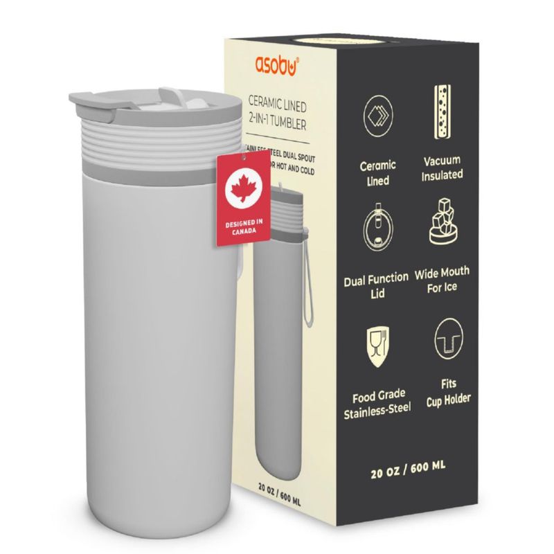 Botella de Agua Asobu 600 ml Cerámica Aislada 2 en 1