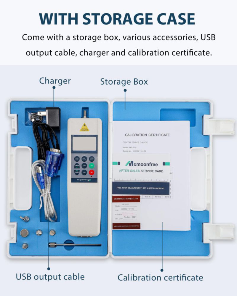 Medidor de Fuerza Digital Mxmoonfree 500N con Salida de Datos USB
