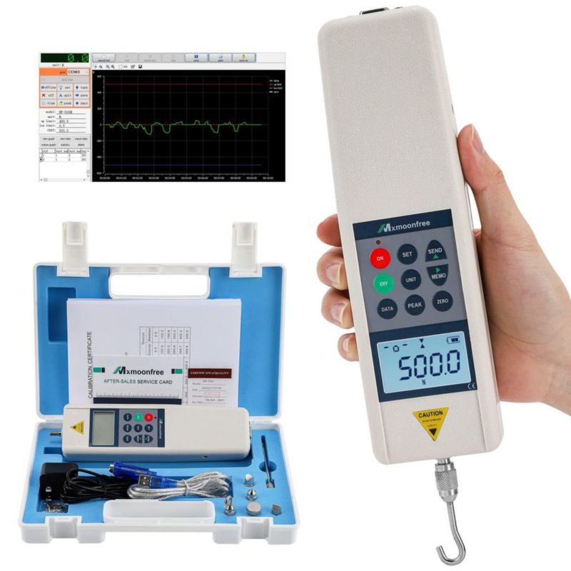 Medidor de Fuerza Digital Mxmoonfree 500N con Salida de Datos USB