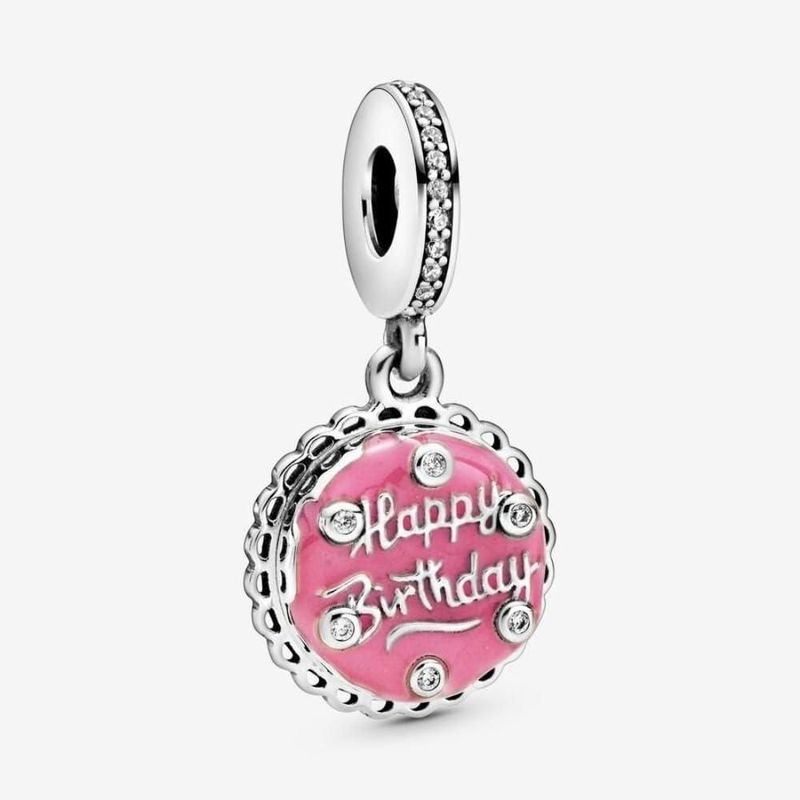 Colgante Dije Pandora Rosa Pastel de Cumpleaños en Plata de Ley