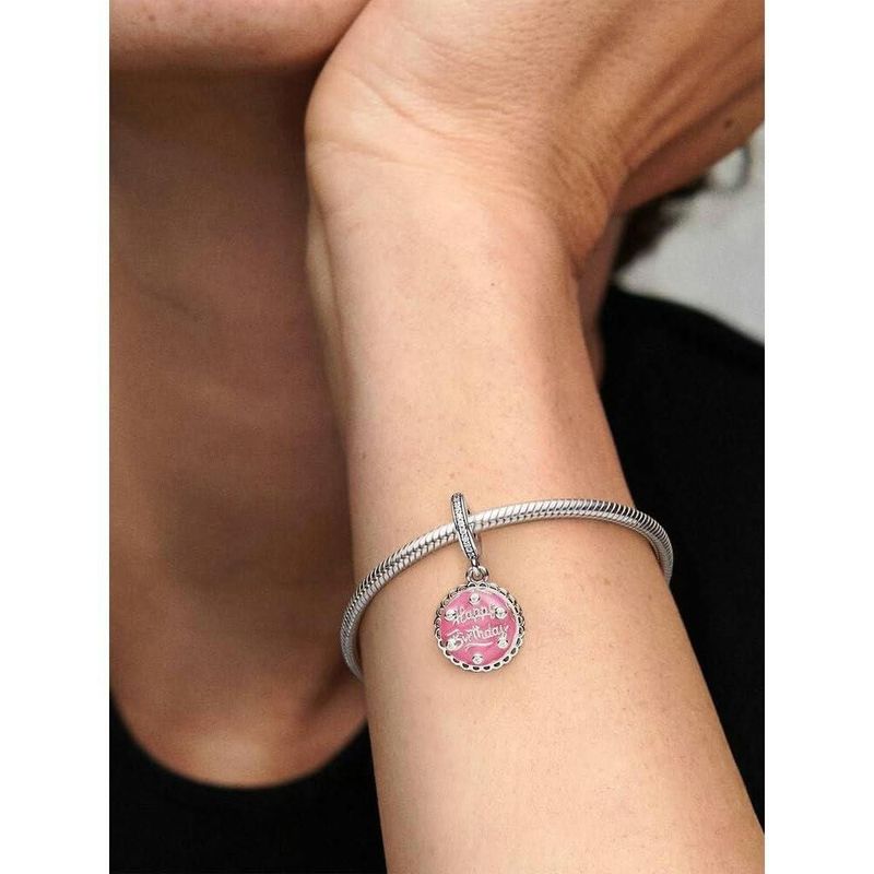 Colgante Dije Pandora Rosa Pastel de Cumpleaños en Plata de Ley