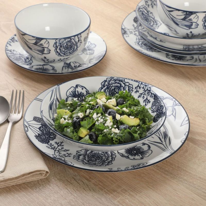Juego de Vajilla Gibson Home de 16 Piezas con Motivo Floral Azul