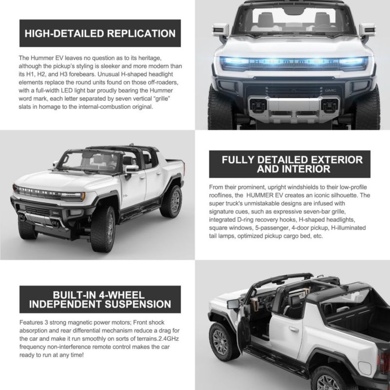 Coche RC RASTAR 1/16 GMC Hummer EV Pickup 2.4G Blanco