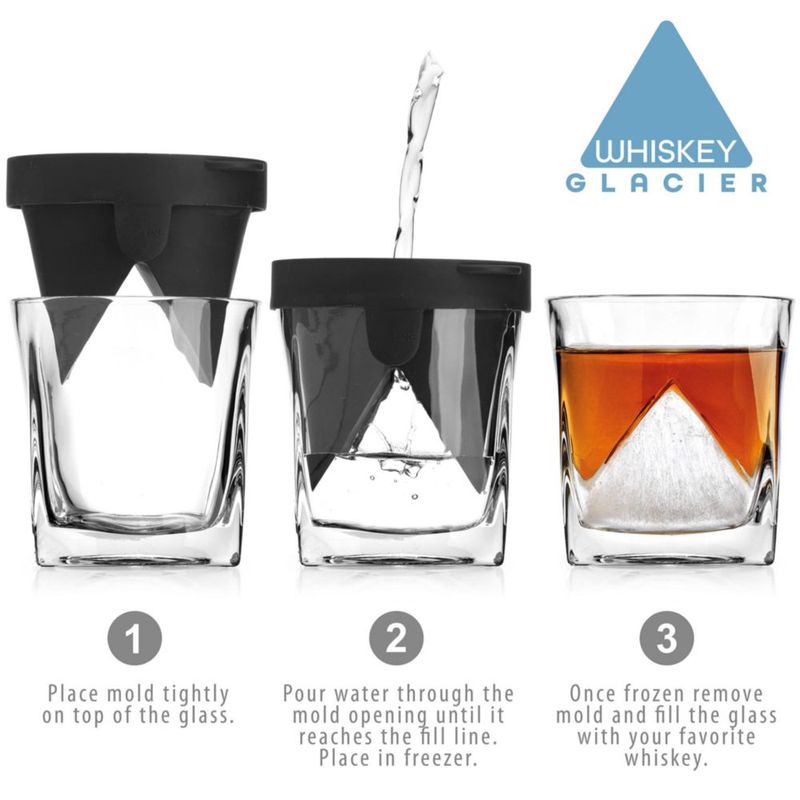 Juego de vasos de whisky Godinger vasos de whisky y molde de hielo de silicona Glacier de whisky vaso old fashioned y cuña de hielo regalo para