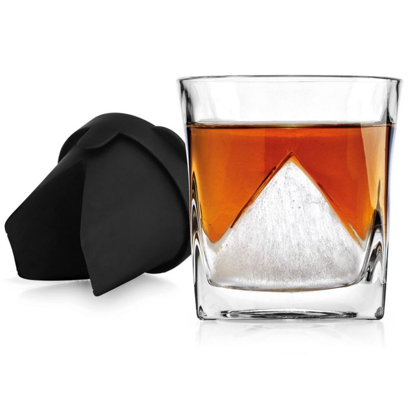 Juego de vasos de whisky Godinger vasos de whisky y molde de hielo de silicona Glacier de whisky vaso old fashioned y cuña de hielo regalo para