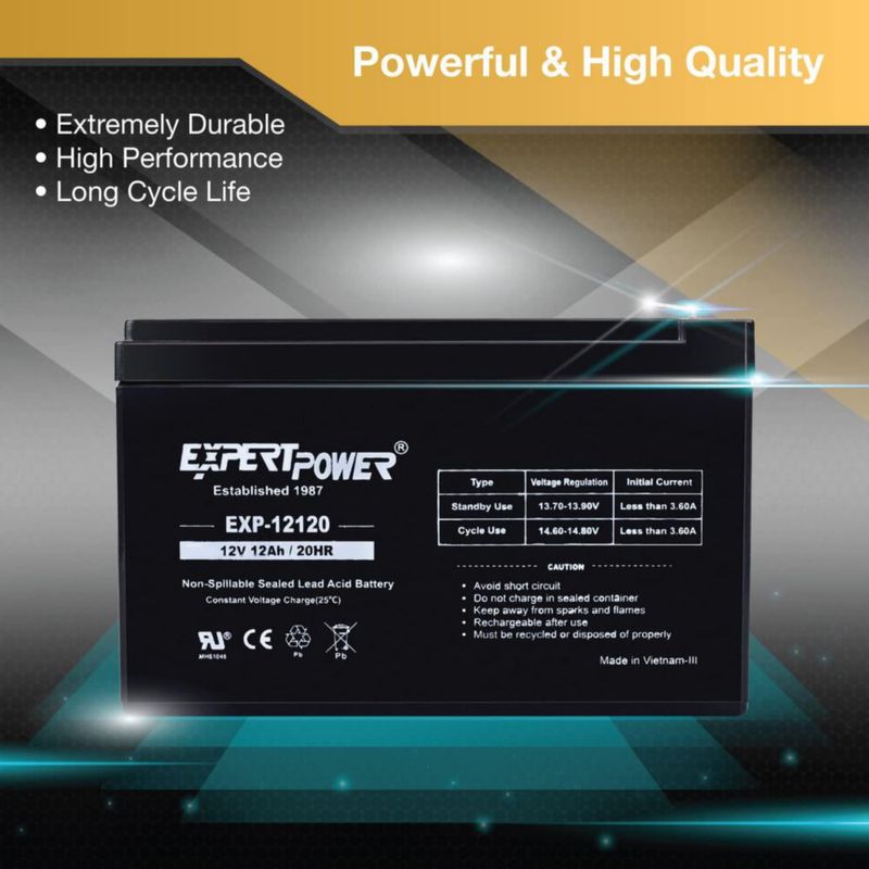 Batería ExpertPower 12V 12Ah AGM Pack de 2 unidades con terminal F2