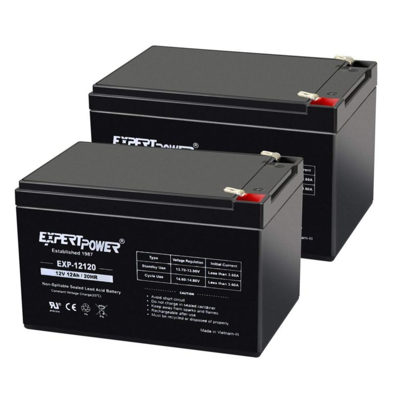 Batería ExpertPower 12V 12Ah AGM Pack de 2 unidades con terminal F2
