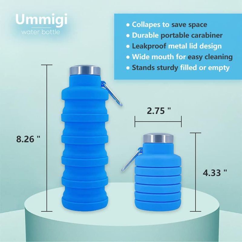 Botella Ummigi Plegable 500 ml Pack de 2 Negra y Morada