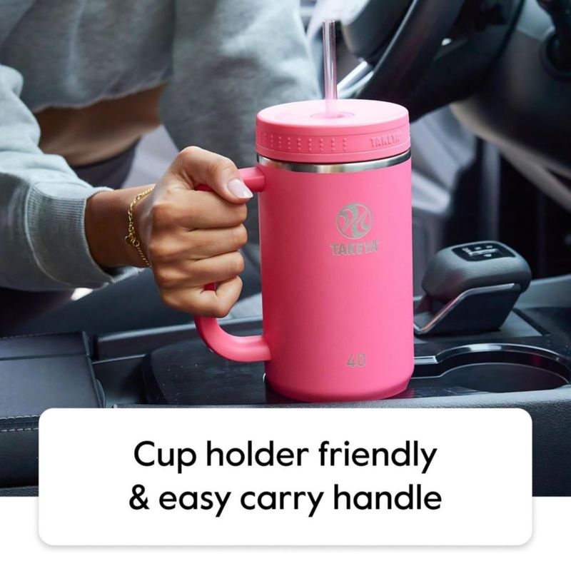 Vaso térmico Takeya de acero inoxidable aislado de 40 oz con popote