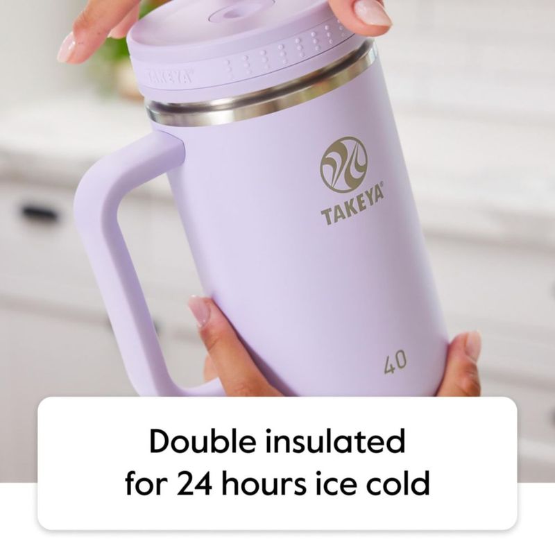 Vaso térmico Takeya de acero inoxidable aislado de 40 oz con popote