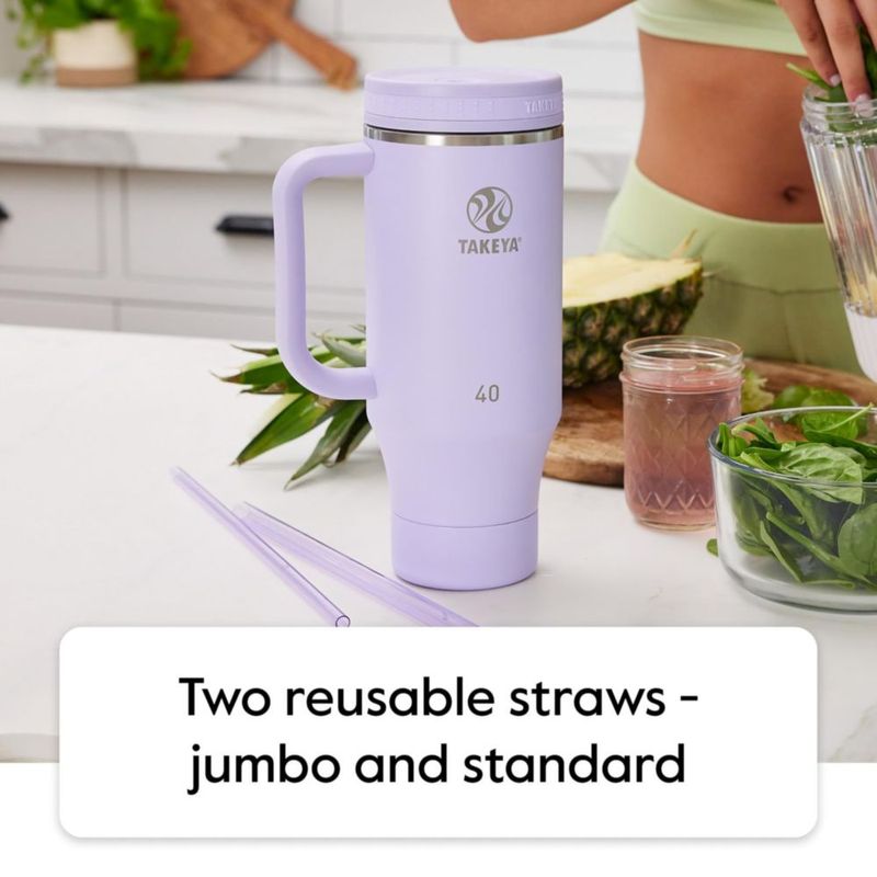 Vaso térmico Takeya de acero inoxidable aislado de 40 oz con popote